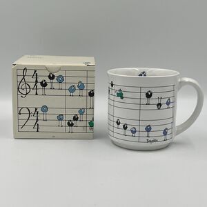 Vintage Sandra Boynton #553 Musical Notes & Birds Ceramic Coffee Mug w/Box NOS